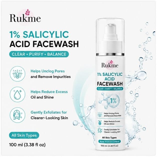 Rukme 1% Salicylic Acid Facewash, 100 ml