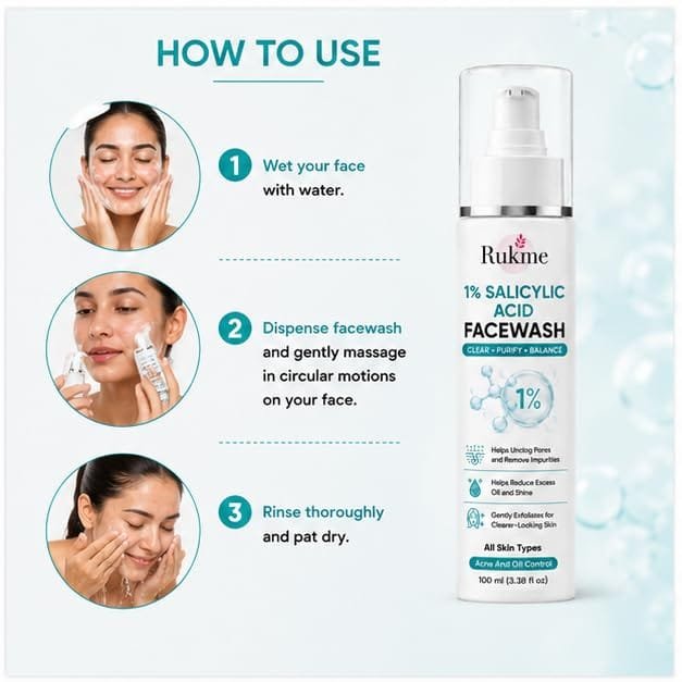 Rukme 1% Salicylic Acid Facewash, 100 ml