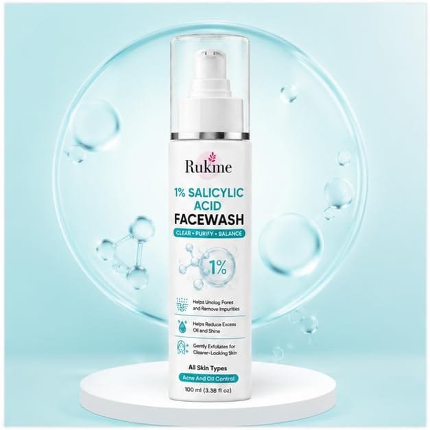 Rukme 1% Salicylic Acid Facewash, 100 ml