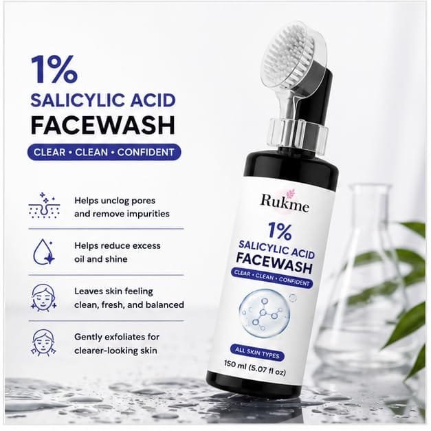 Rukme 1% Salicylic Acid Facewash, 150 ml