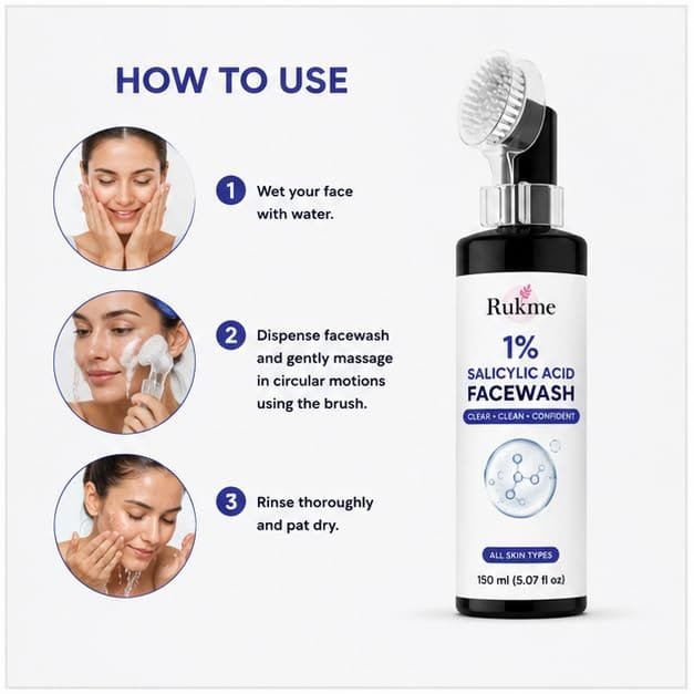Rukme 1% Salicylic Acid Facewash, 150 ml