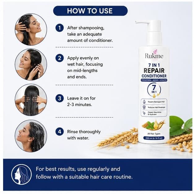 Rukme 7 in 1 Repair Hair Conditioner for Women & Men 200ml