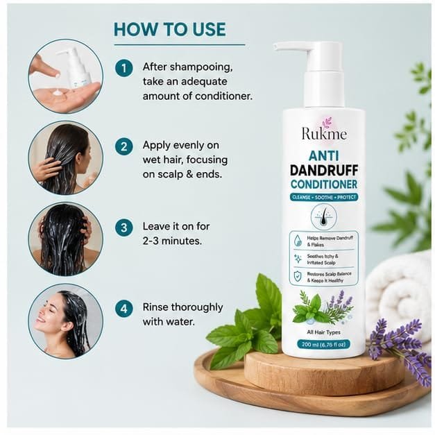 Rukme Anti Dandruff Hair Conditioner for Women & Men, 200ml