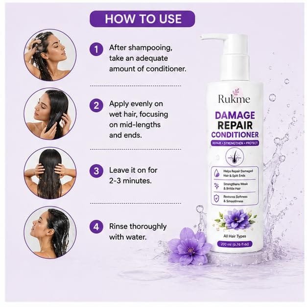 Rukme Damage Repair Hair Conditioner for Women & Men, 200ml