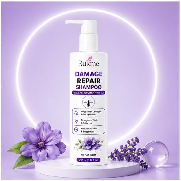 Rukme Damage Repair Rosemary Rice Water Shampoo for Women & Men 200ml