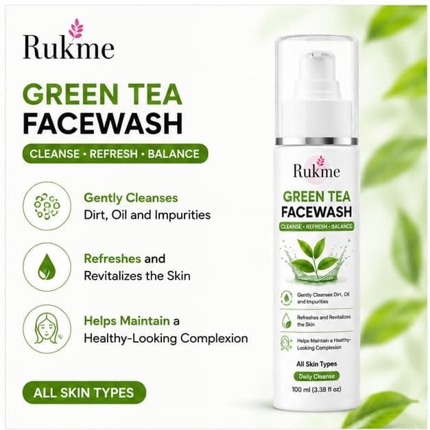 Rukme Green Tea Facewash for Women & Men,100ml