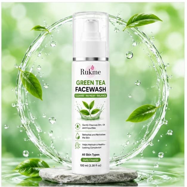 Rukme Green Tea Facewash for Women & Men,100ml