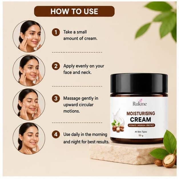 Rukme Moisturising Cream, 50g for Women & Men