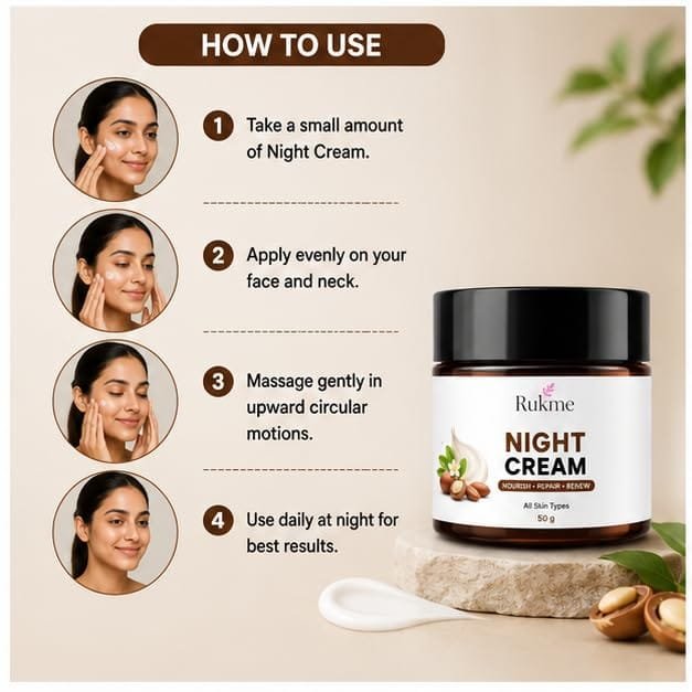 Rukme Night Cream, 50g for Women & Men