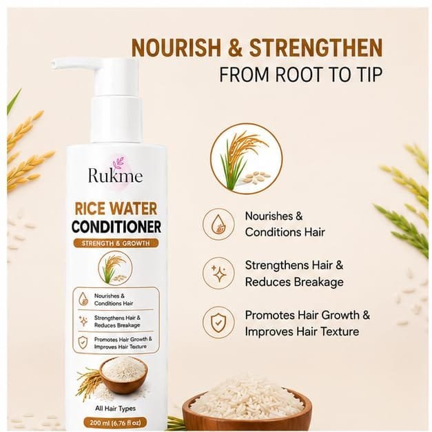 Rukme Rice Water Hair Conditioner for Women & Men, 200ml