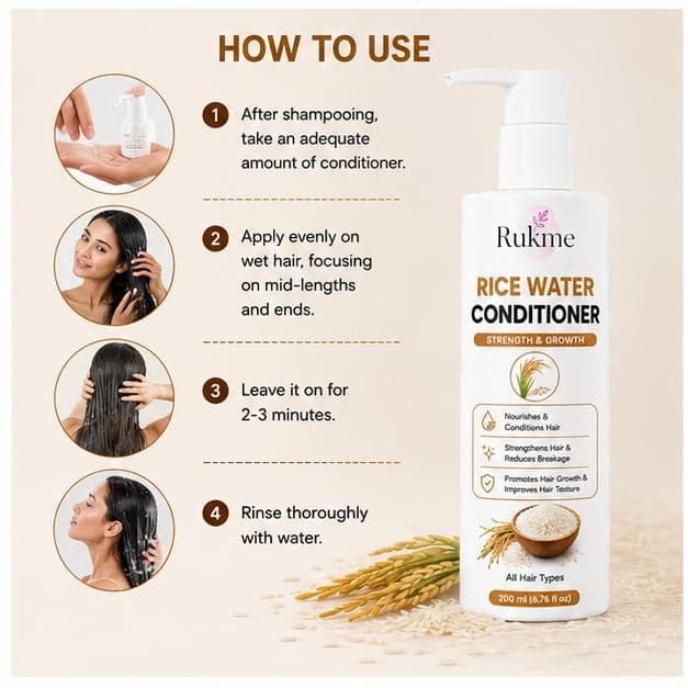 Rukme Rice Water Hair Conditioner for Women & Men, 200ml