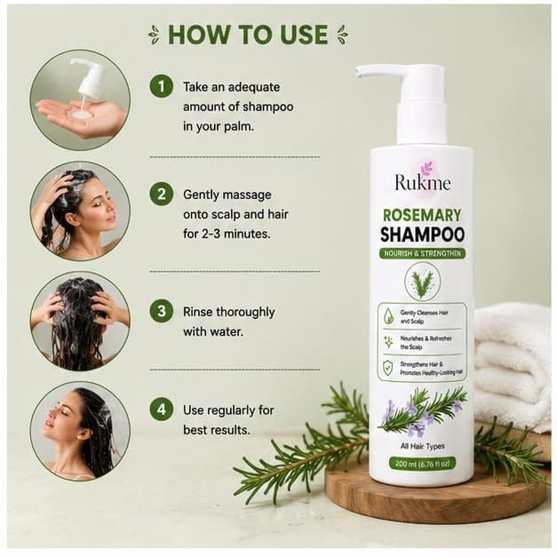 Rukme Rosemary Shampoo for Women & Men, 200ml