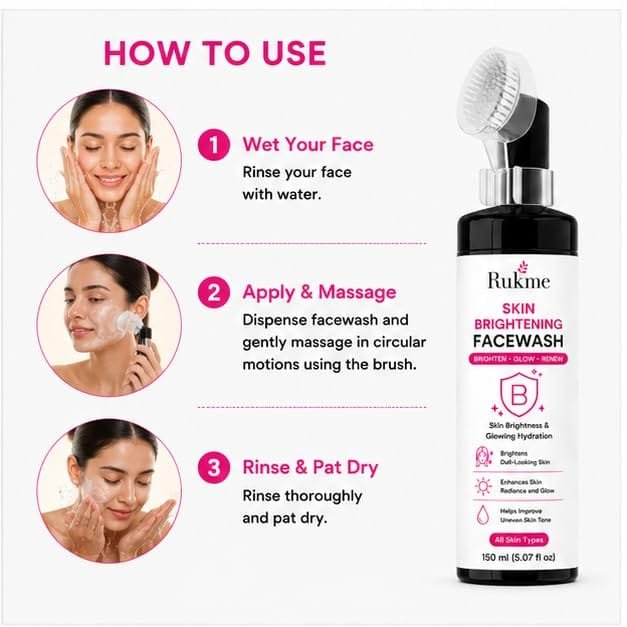 Rukme Skin Brightening Facewash for Women & Men, 150 ml